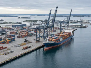 European port — logistics illustration