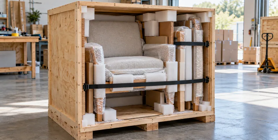 Furniture crating — logistics illustration