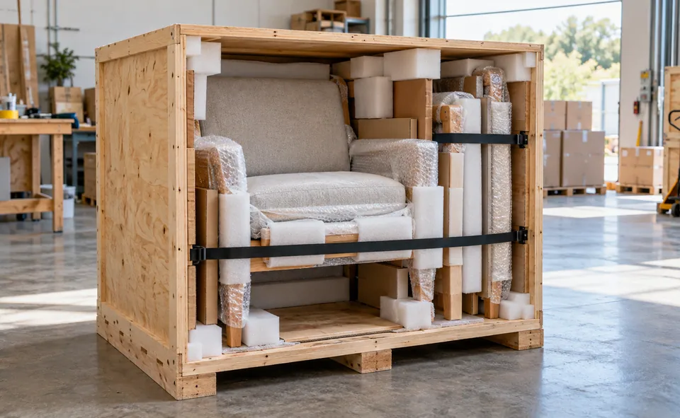 Cost of Shipping From China to USA Furniture crating — logistics illustration