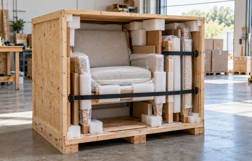 Furniture crating — logistics illustration