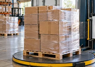 Pallet wrapping — logistics illustration