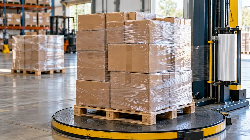 Pallet wrapping — logistics illustration