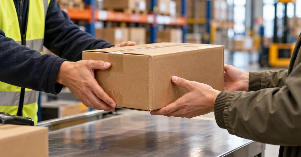 Parcel handover — logistics illustration