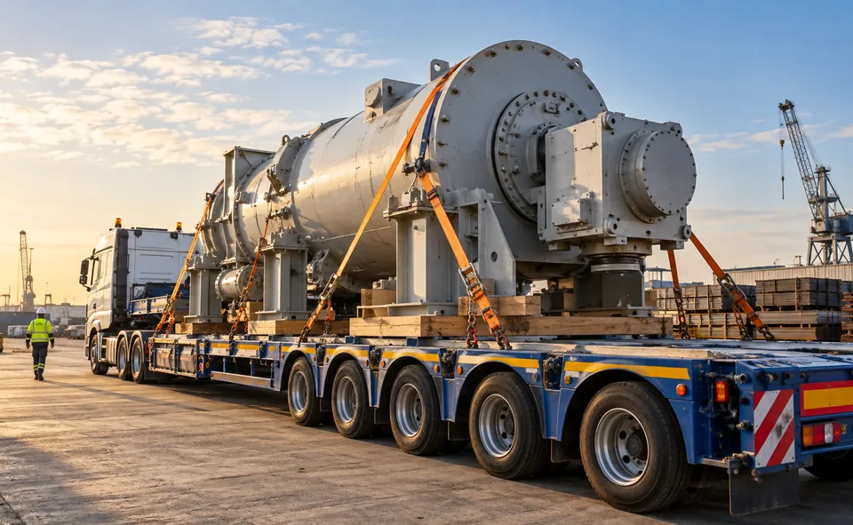 Shipping from China to Qatar Project machinery — logistics illustration