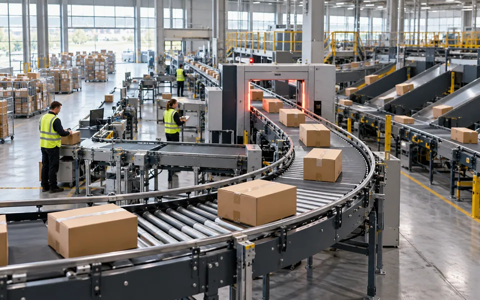 Sorting conveyor — logistics illustration
