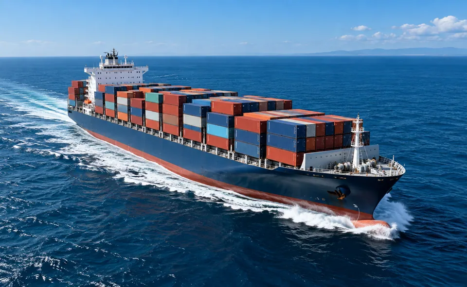 Vessel open sea — logistics illustration